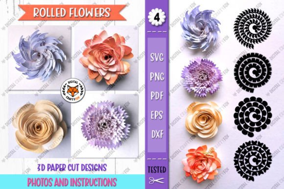3D Flowers Paper Cut, Rolled Flowers SVG for Creative Projects