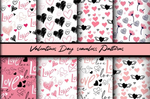 Black and Pink Valentines Day Patterns for Creative Projects