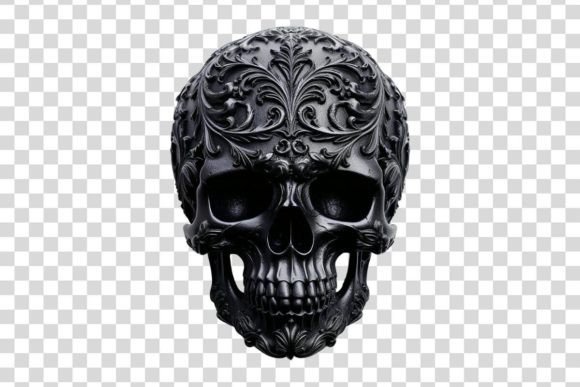 Black Decorative Skull 1 Isolated: A Versatile Design Asset for Creative Professionals