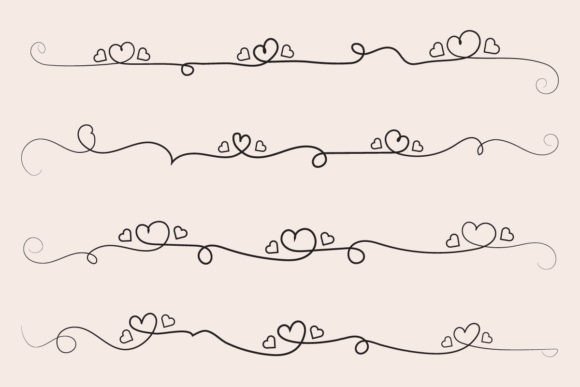 Calligraphy Hearts Swirls Love Flourish: A Timeless Design Element for Romantic Creations