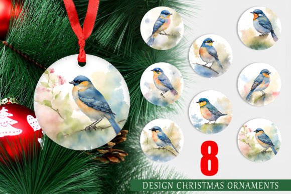 Christmas Ornament Watercolor Birds