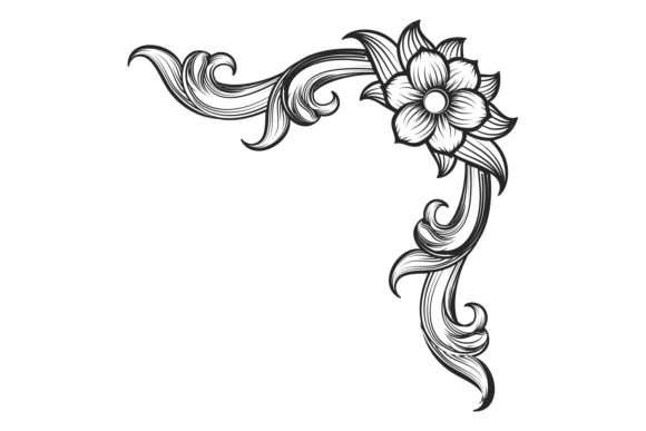 Decorative Corner in Ornate Floral Filigree: A Timeless Design Element for Elegance and Sophistication