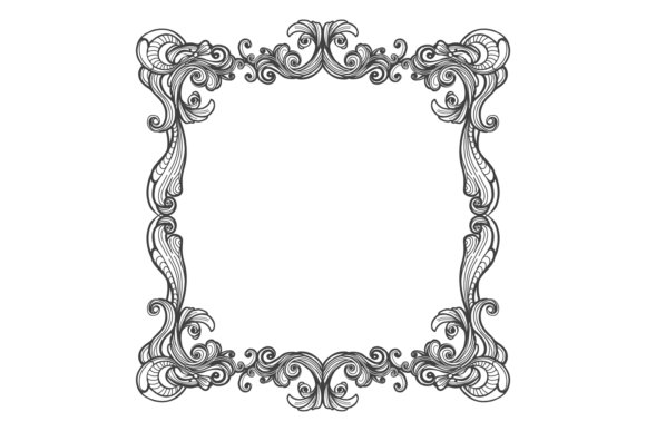 Decorative Square Frame in Floral Baroque for Creative Projects