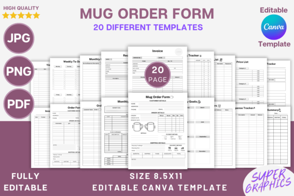 Editable Mug Order Form Canva Template