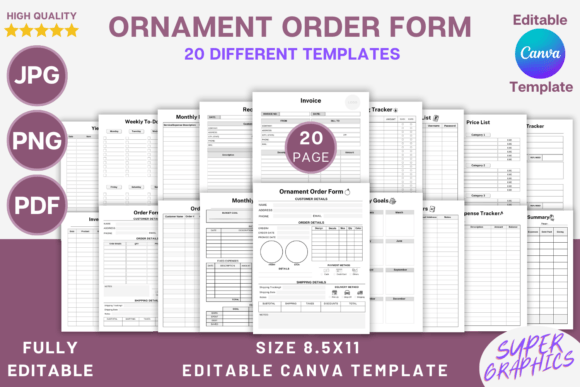 Editable Ornament Order Form Canva Temp