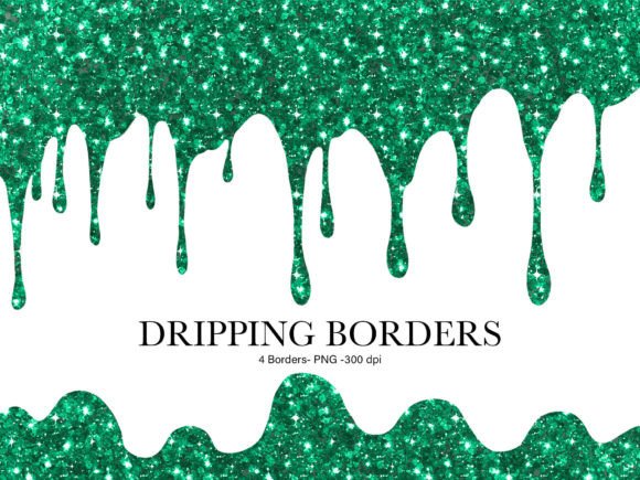 Green Glitter Dripping Borders for Creative and Practical Use