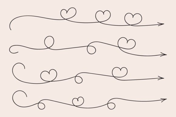 One Line Way Decoration Heart Arrow Svg